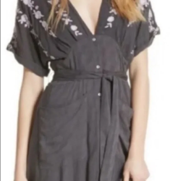 Free People Embroidered Tie Waist Midi Dress - Picture 3 of 10